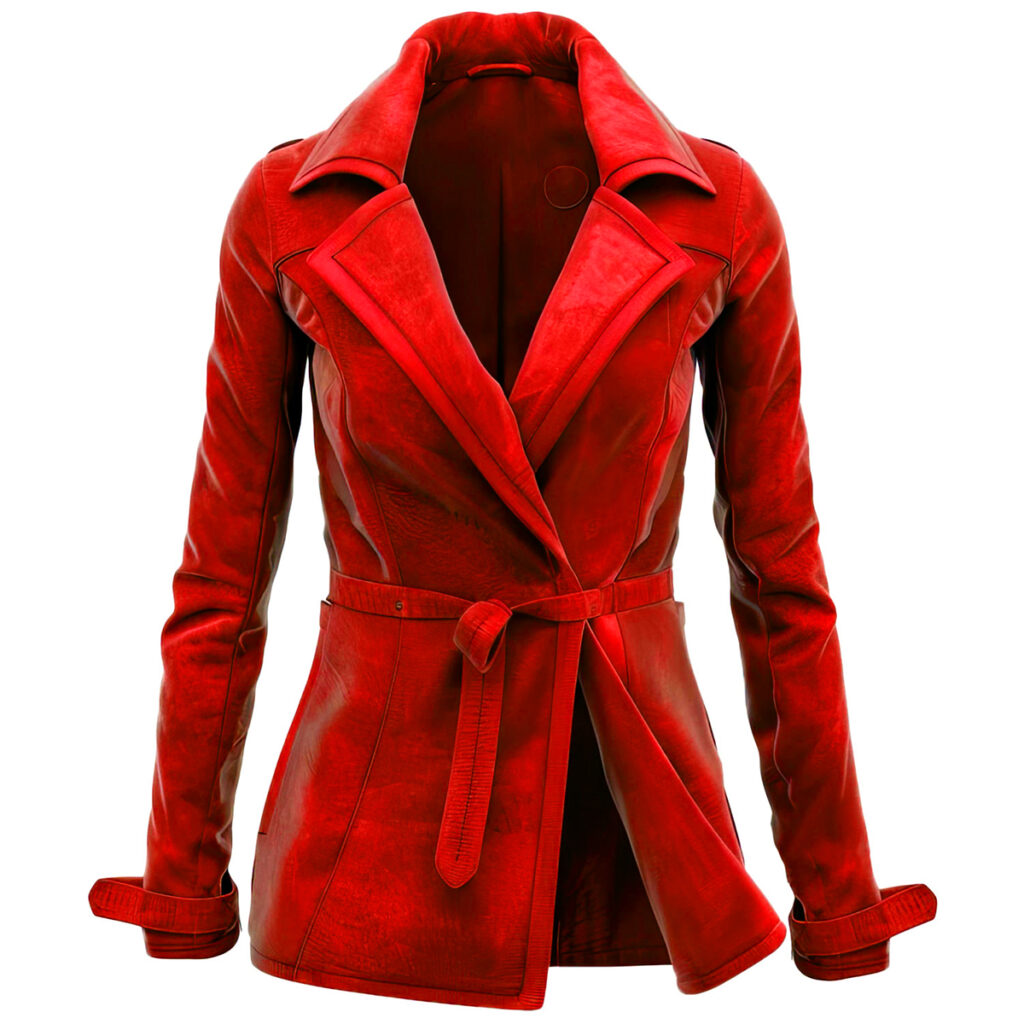 The Lifetime Essential Women’s Maroon Genuine Suede Stylish Lapel Collar Spring Formal Outerwear Belted Smooth Mid-length Trench Leather Coat