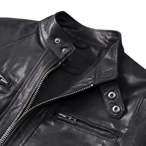 men’s black rider genuine sheepskin stand collar streetwear moto café racer smooth zip up sports classic riding leather jacket men’s black rider genuine sheepskin stand collar streetwear moto café racer smooth zip up sports classic riding leather jacket