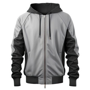 mrvirani2 mens charcoal grey and white hooded jacket front